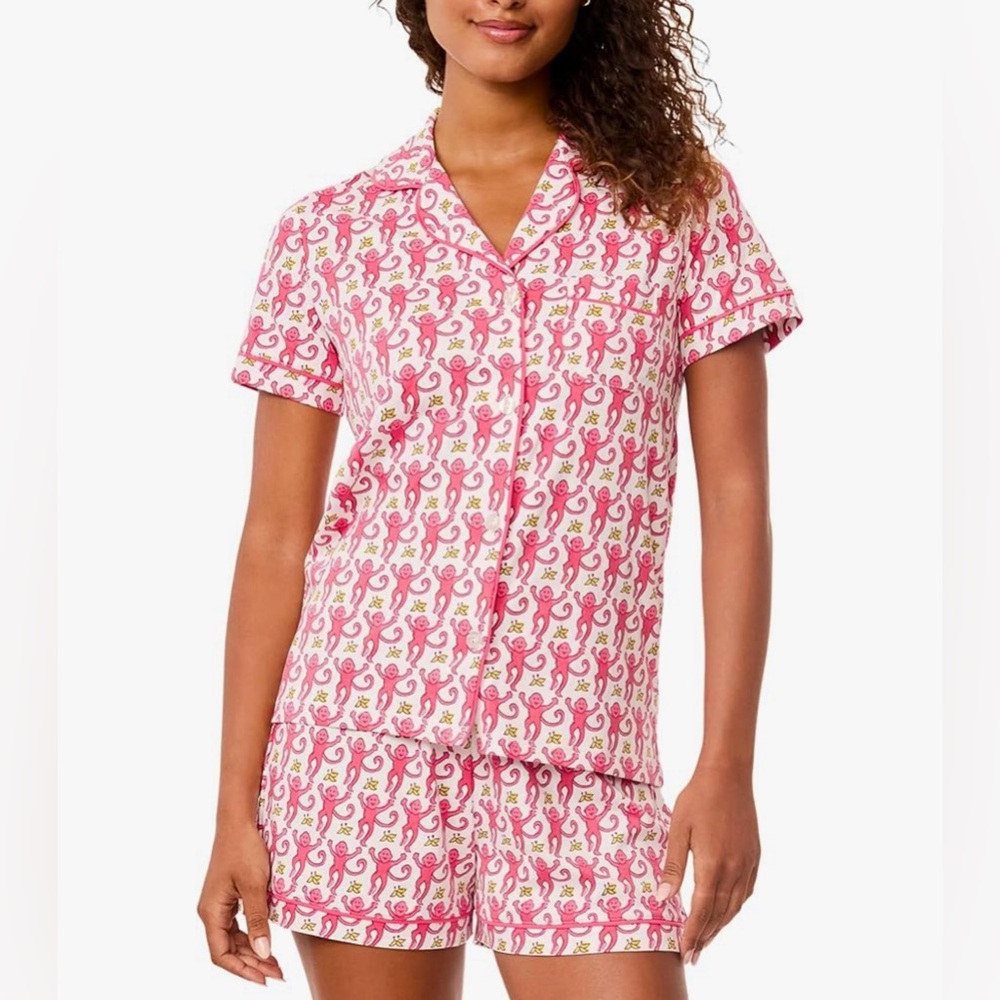 Pink Monkey Pajama Set